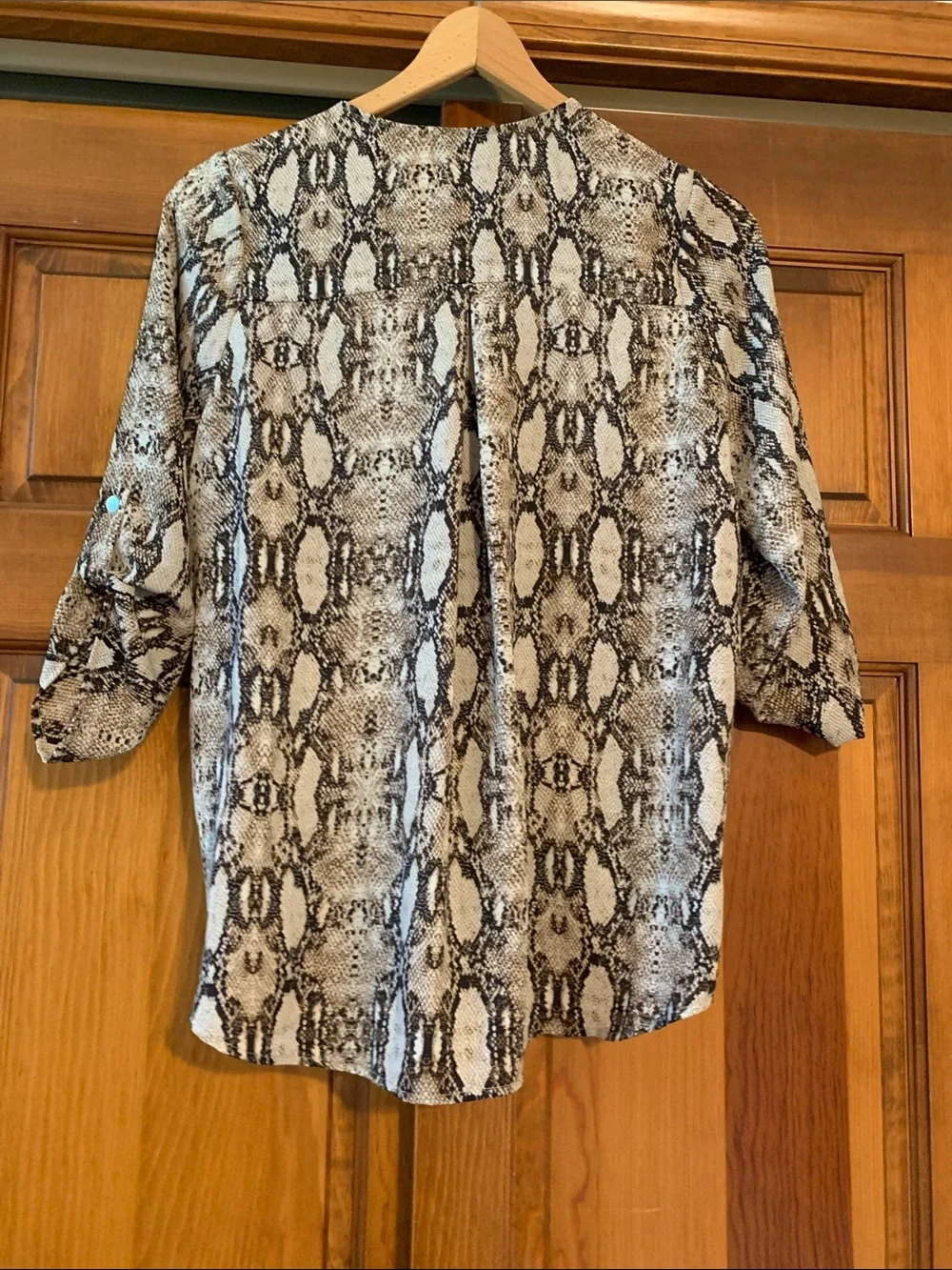 West Kei Snakeskin Print Women's Blouse - Taupe/Black